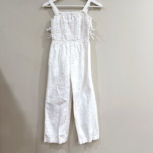 ZARA Girls White Smocked Jumpsuit Romper 8–9Y Cotton Summer